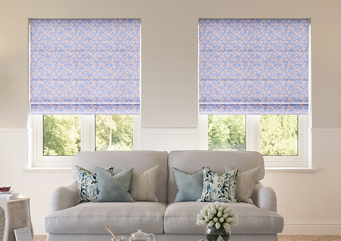 Oak Leaves Velvet, Periwinkle - Roman Blind - Image 3